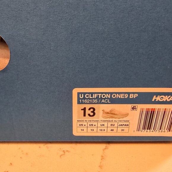 Hoka One One Vibrant Bloom U CLIFTON ONE9 BP - ALABASTER / CIELO BLUE Men's 13 - Picture 8 of 13